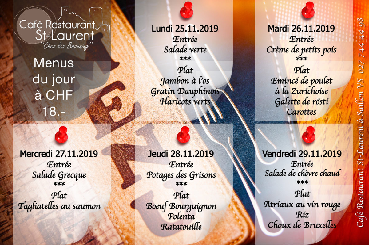 Menu Du Jour Saint Laurent Cafe Restaurant A Saillon Page 4